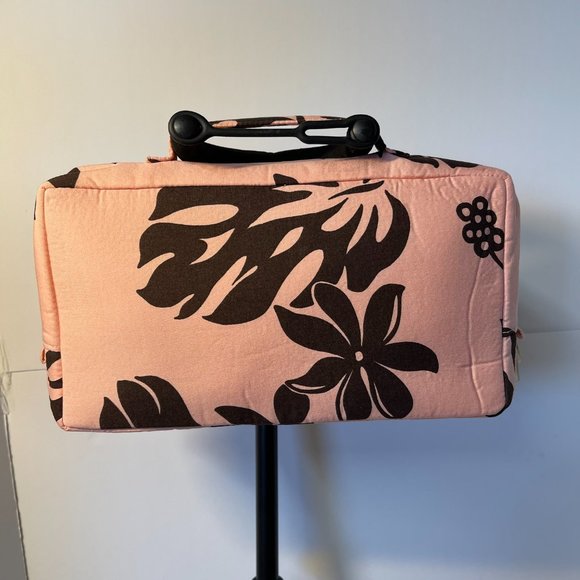 Zippered pouch with handle - Tropical floral design in peach - Picture 2 of 5
